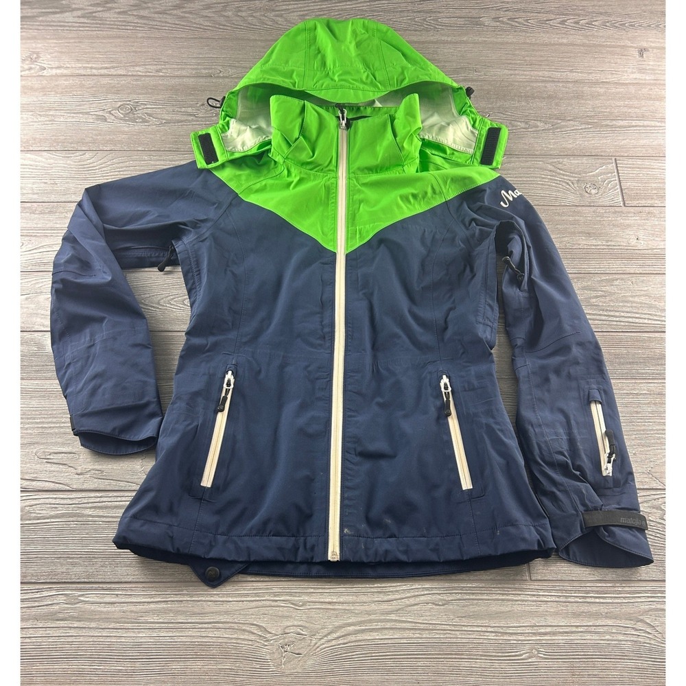 Maloja Sympatex Hardshell Jacket Womens Medium Navy Green Waterproof Ski Snowboa